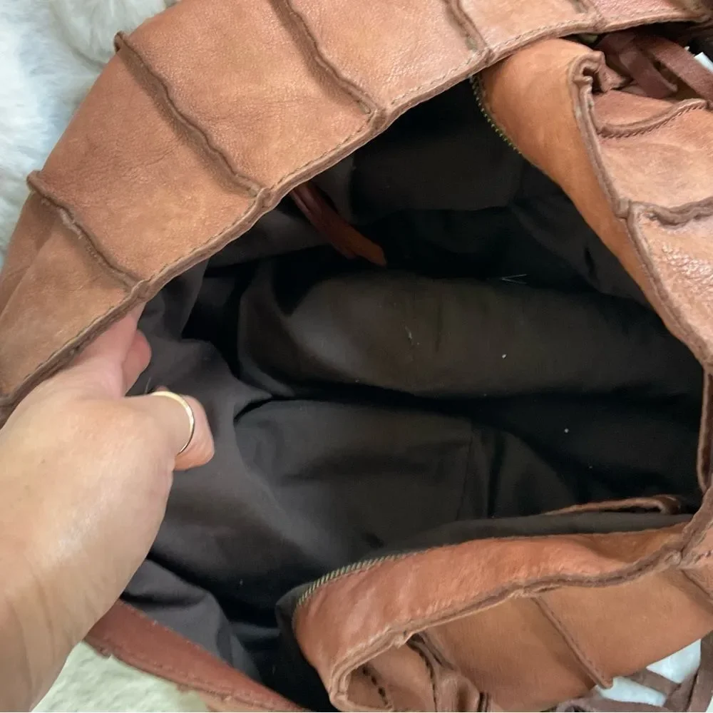 Lucky Brand Brown Canteena Fringe Leather Hobo Shoulder Bag